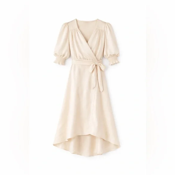 ba&sh Soft Cream High-Low Wrap Dress - Picture 3 of 6